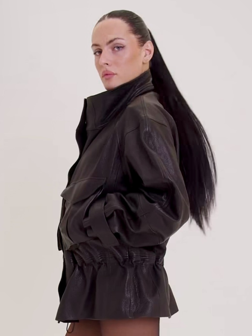 H&M STUDIO COLLECTION
NWT PEPLUM BLACK LEATHER JACKET SIZE SMALL - Picture 7 of 16